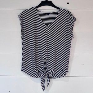 Nautica Navy/White Stripe Top Tie Front M